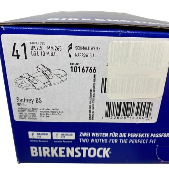 Birkenstock Sydney Birko-Flor Sandal White Sz 41/ Men\'s 8.0 main image 5